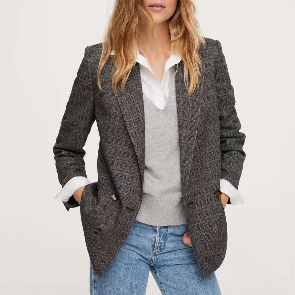 New Mango women’s grey checker structured Blazer